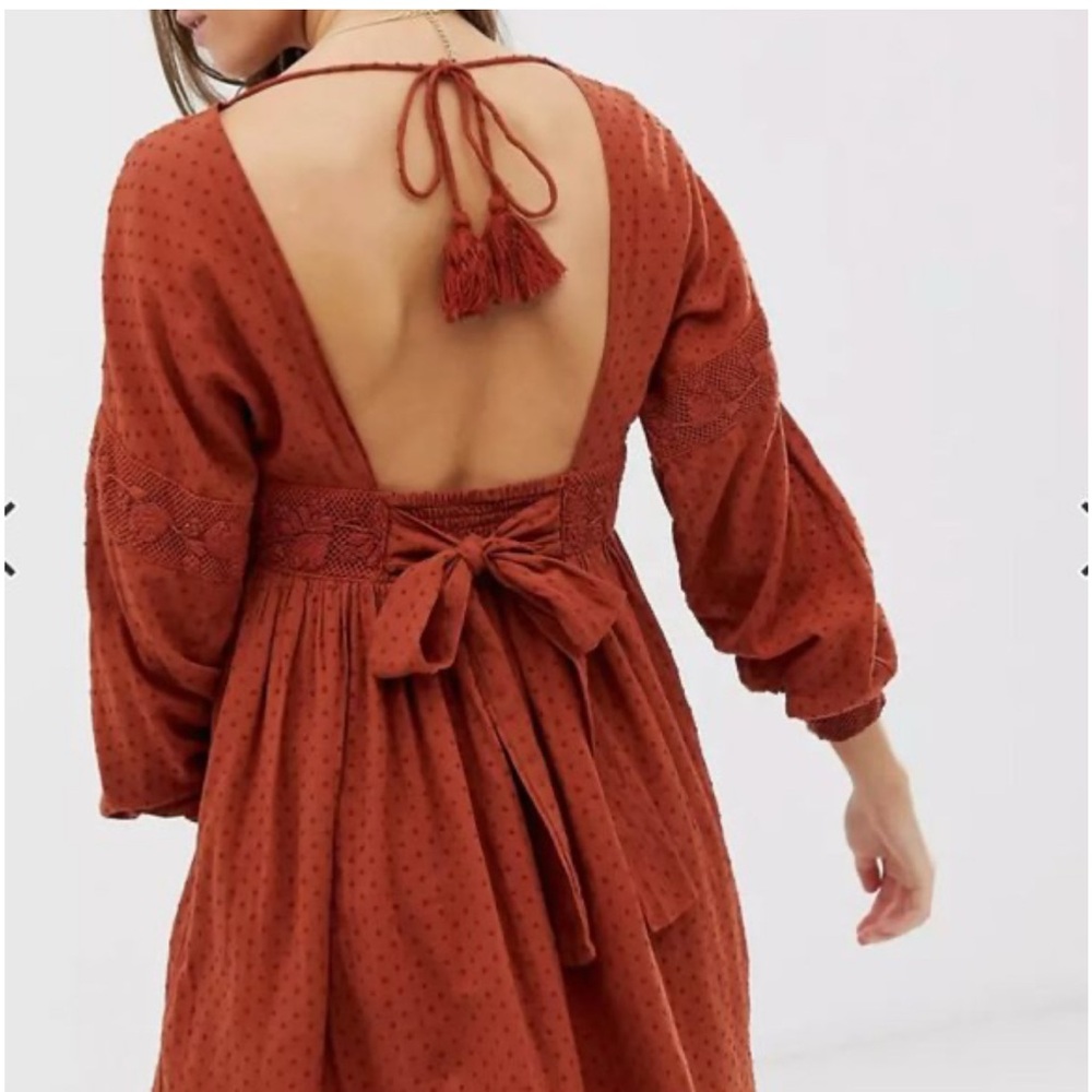 NWT Free People Cinnamon Sugarpie Plunge Mini Dress - S